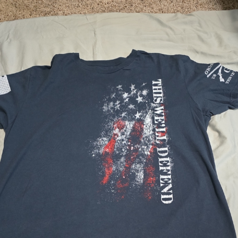 Grunt Style American Flag Tee - Dark Blue with Red and White